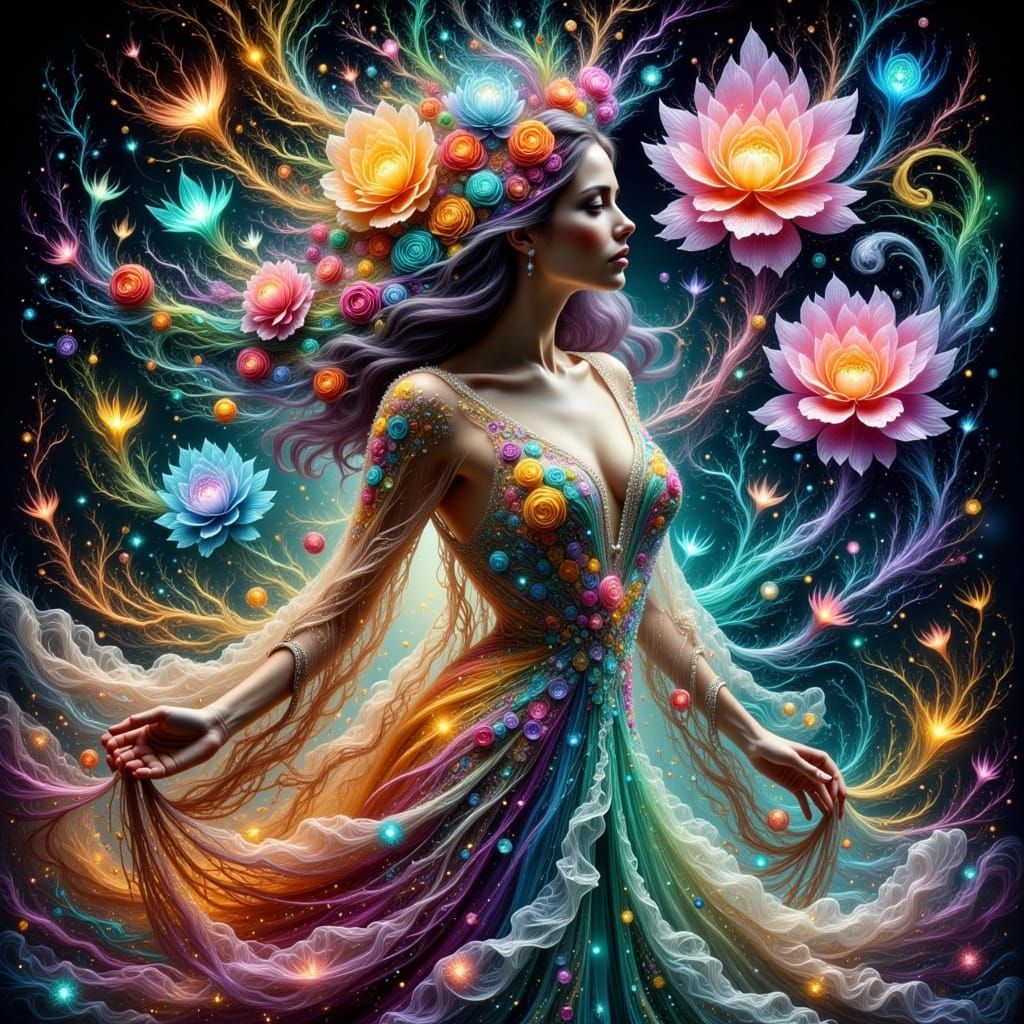 Woman in Psychedelic World as Surreal Photography