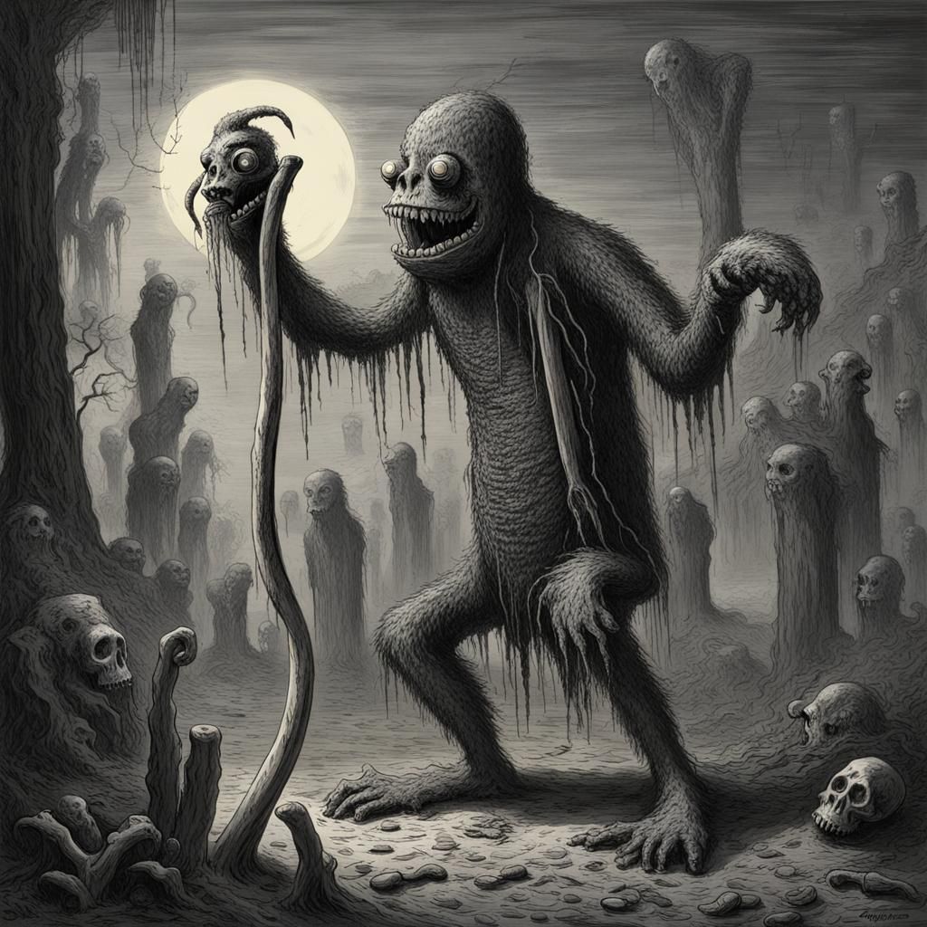 Voodoo Banana Monster in Horror Style