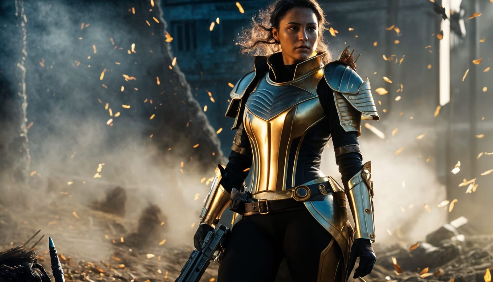 Dramatic Portrait of a Female Battle Commander