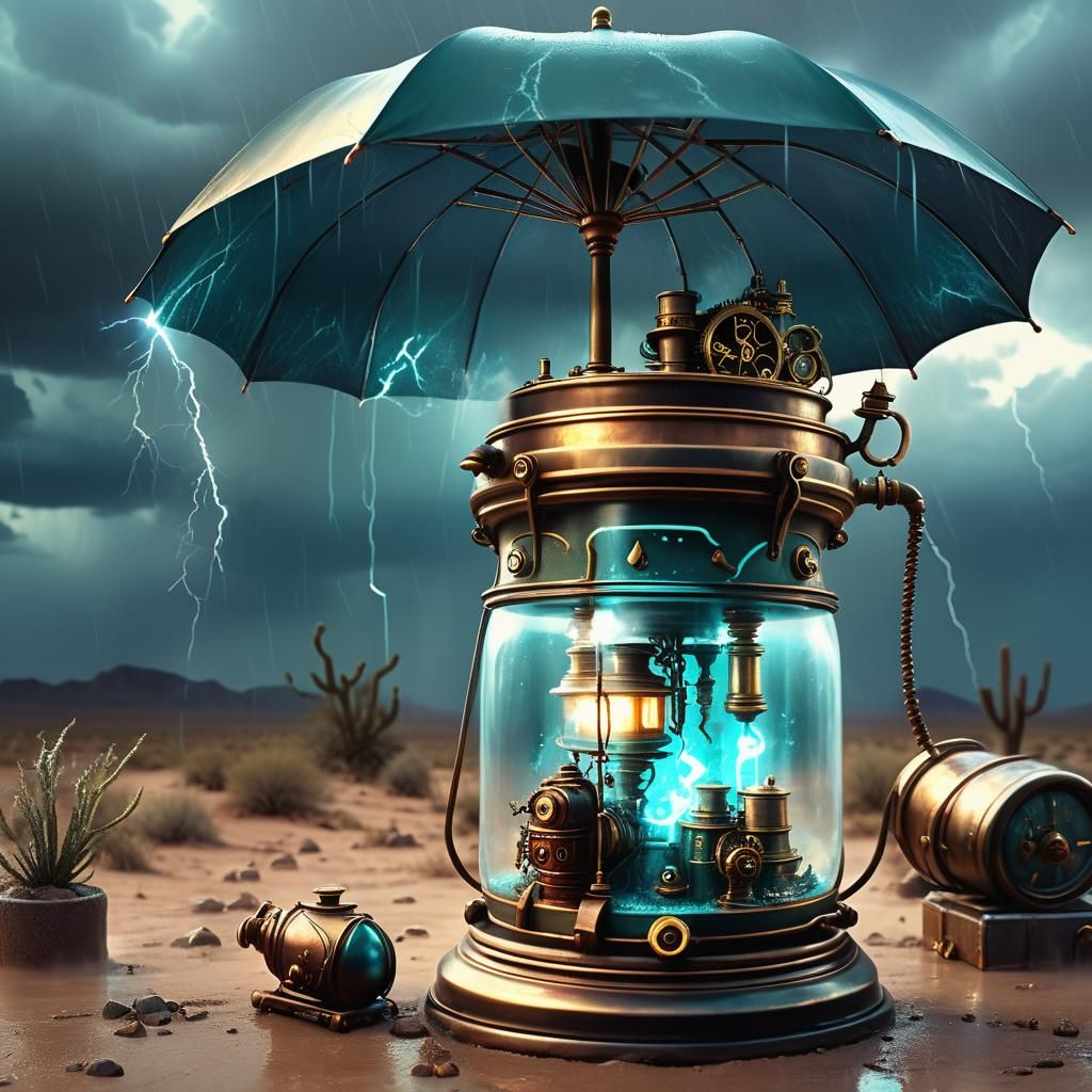 Steampunk Weather Machine in a Jar