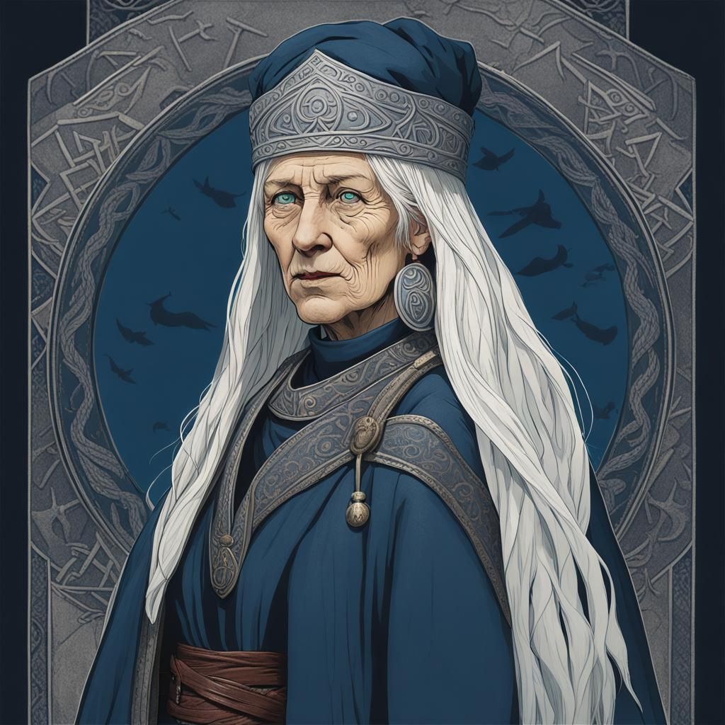 Viking Age Norse Priestess with Runes and Symbols