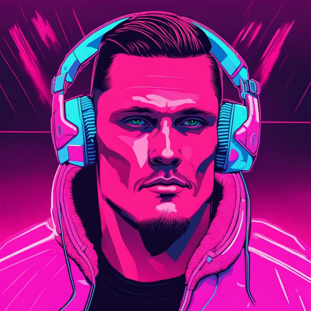 Oleksandr Usyk: Synthwave Neon Portrait