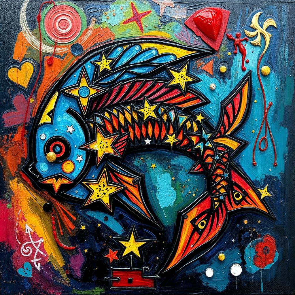 Tribal Zodiac Star Tattoo in Neo-Expressionist Style