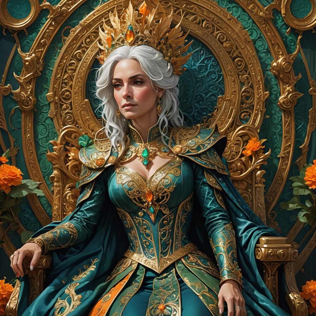 Fantasy Art Portrait: The Papess on Golden Throne