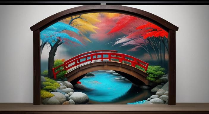 Vibrant Street Art: Japanese Maple and Koi Pond