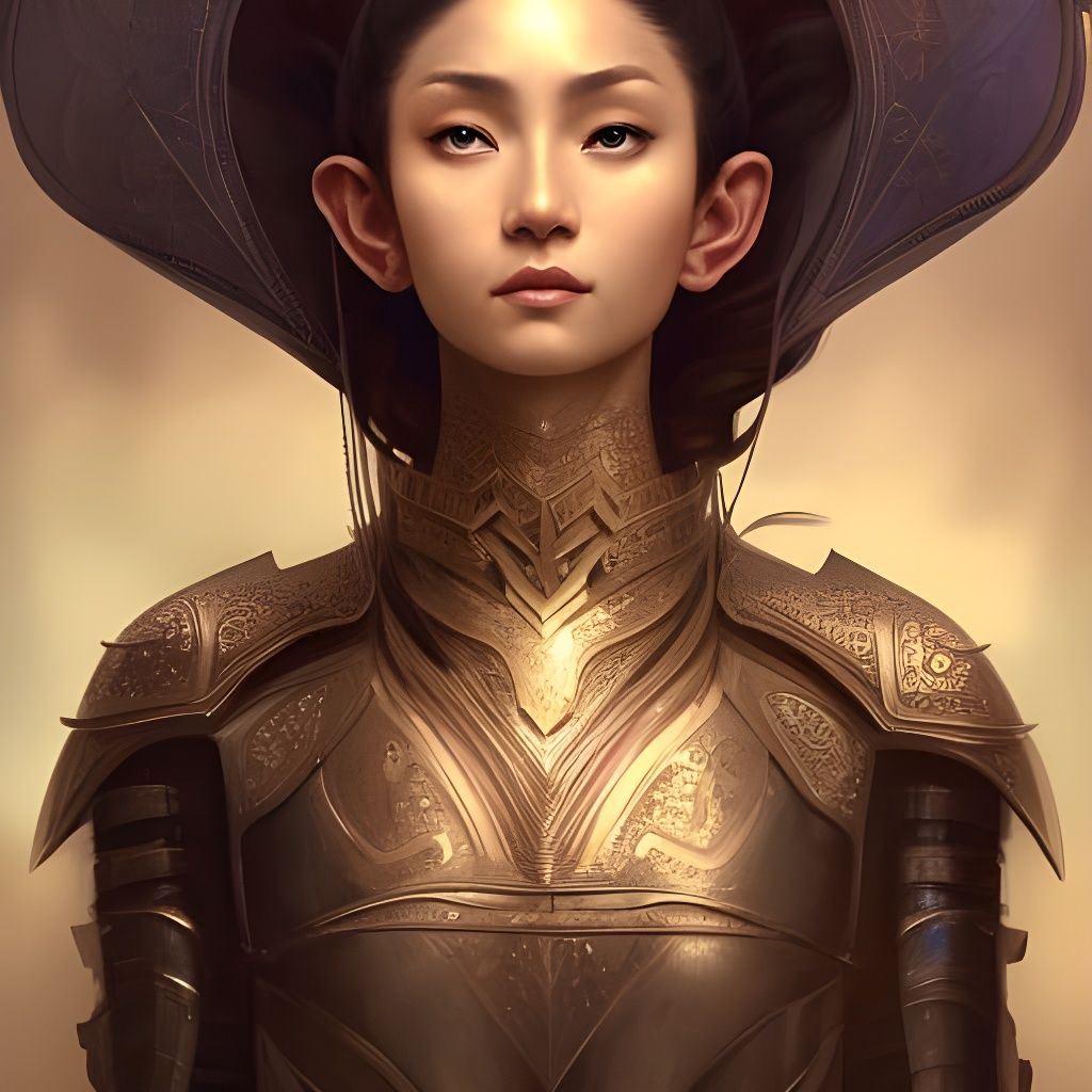 Elvish Warrior Queen Portrait in Hyperdetailed Style