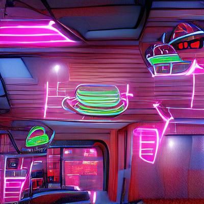 Cyberpunk Diner Scene in Neon Purgatory