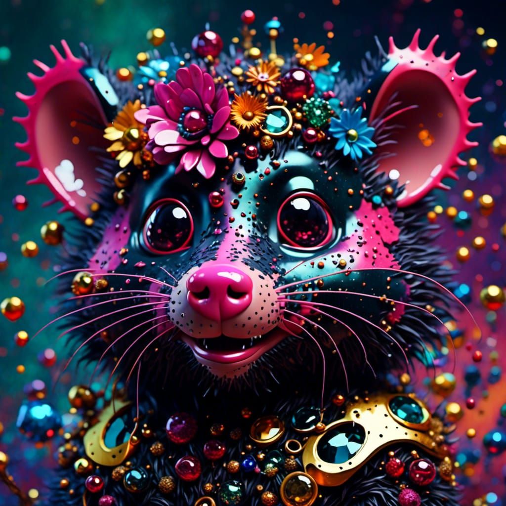 Happy Joyful Tasmanian Devil, (Enchanted Eyes:1.5), art by Android Jones, Alberto Seveso, (Alcohol Inks...