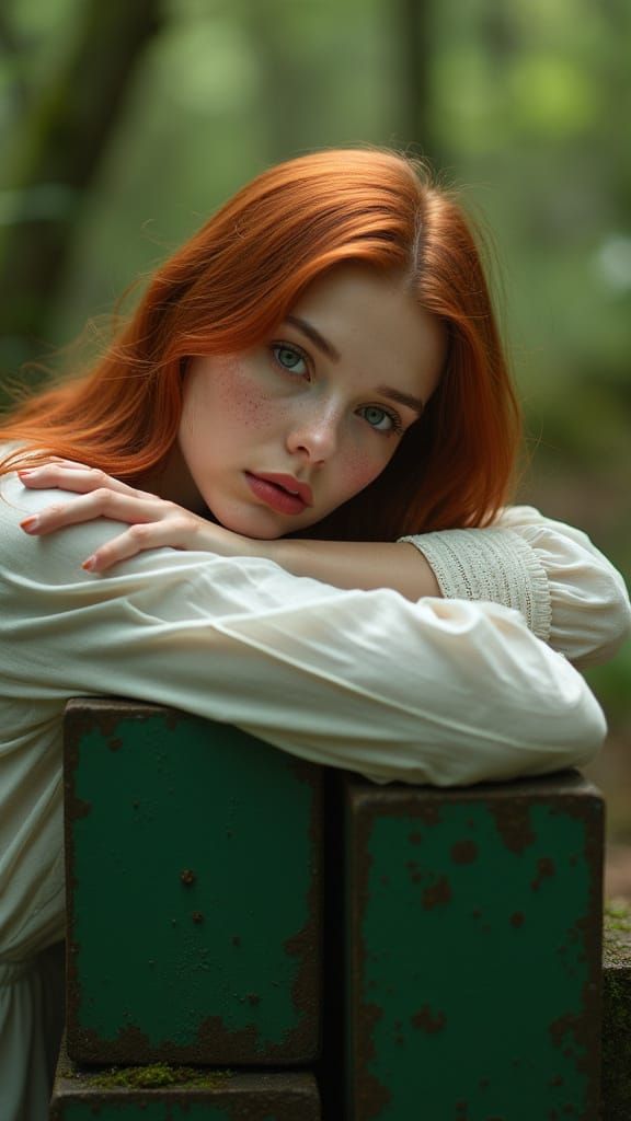 Hyper-Realistic Portrait of Woman in Forest Setting