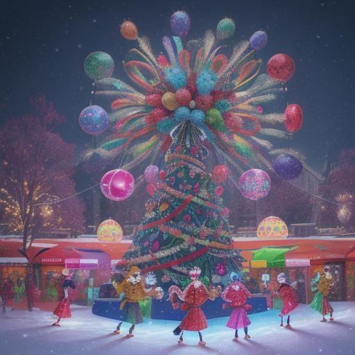 Joyful Holiday Party in Candy Art Style