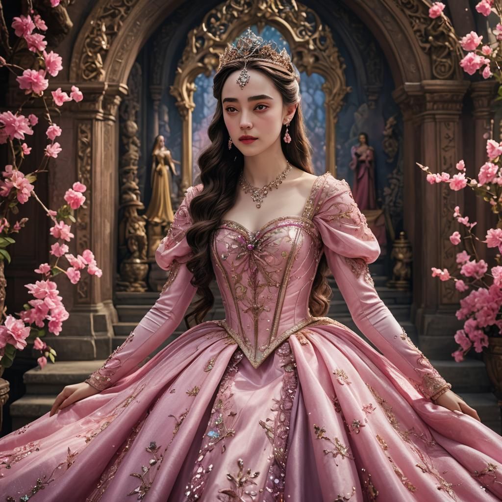 Aurora as Disneypunk Portrait with Pink Dress
