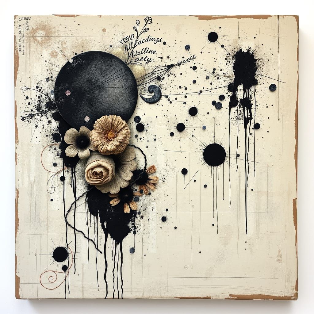 Whimsical Textile Art on Distressed Wood