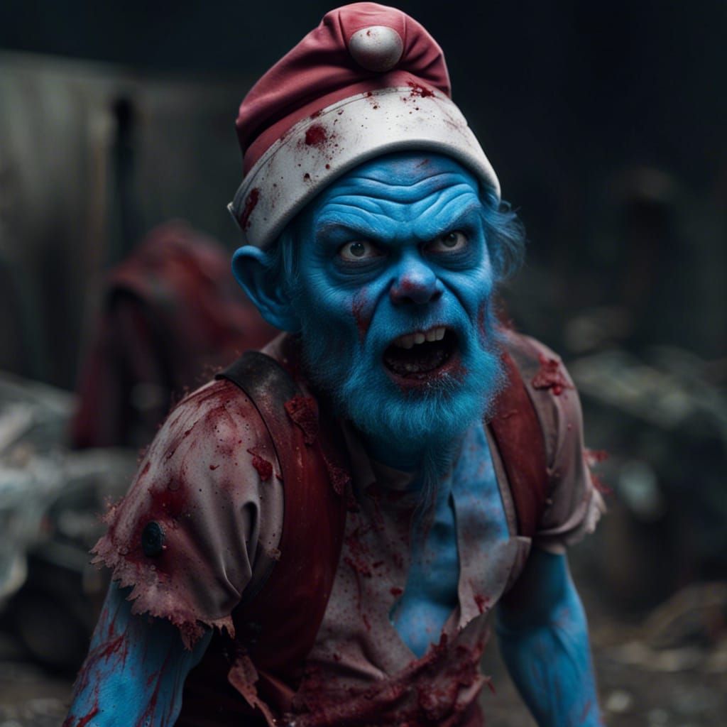 Papa Smurf as a Zombie in Live Action