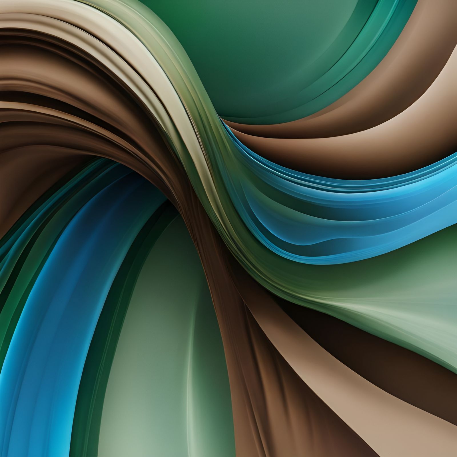 Abstract Flowing Background in Green, Brown, and Blue
