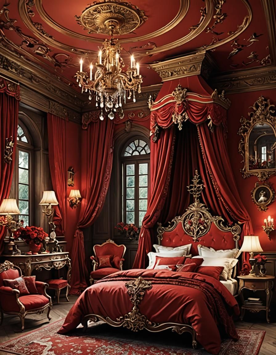 Magical Red Bedroom in a Fantastic Style
