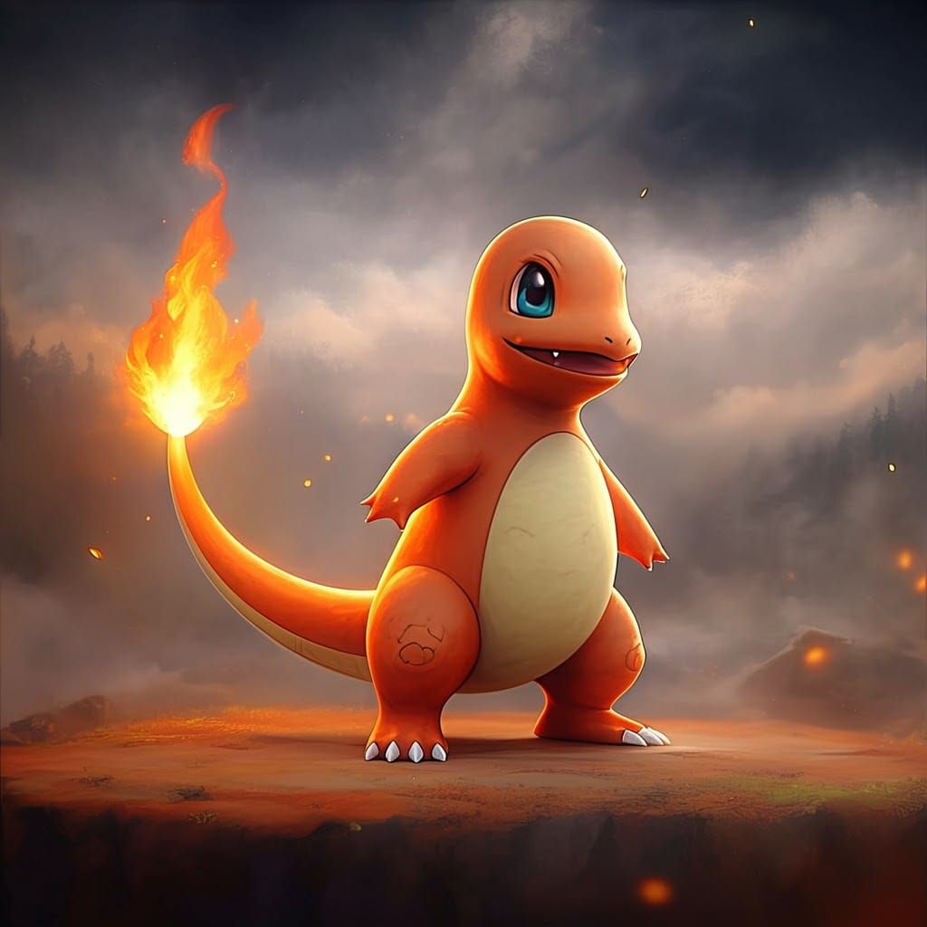 Charmander Ember Move in 3D Anime Art