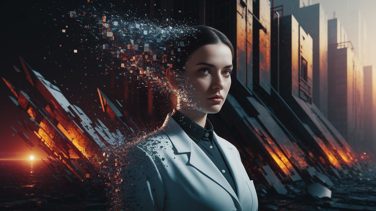 Glitching Pixel Portrait in Cyberpunk Style