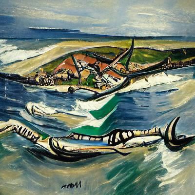 Dramatic Coast Scene in Expressionist Style