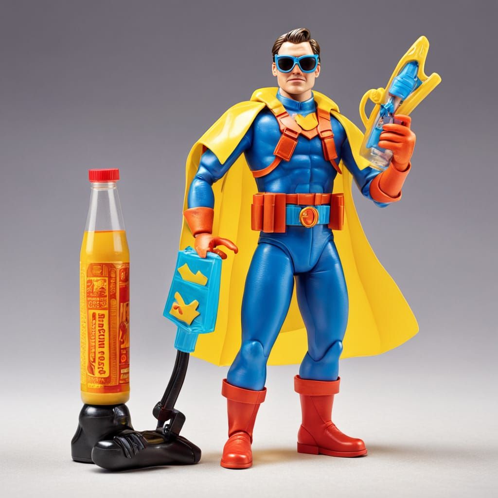 Comedic Superhero Figure in Humorous Packaging