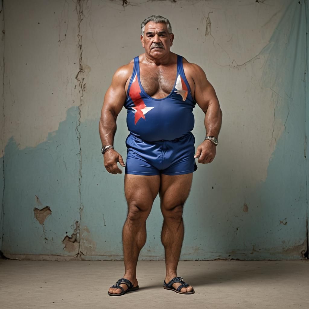 Cuban Wrestler Poses in the Ring