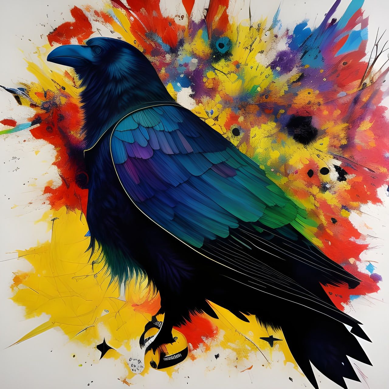 Raven in a Paint Splash