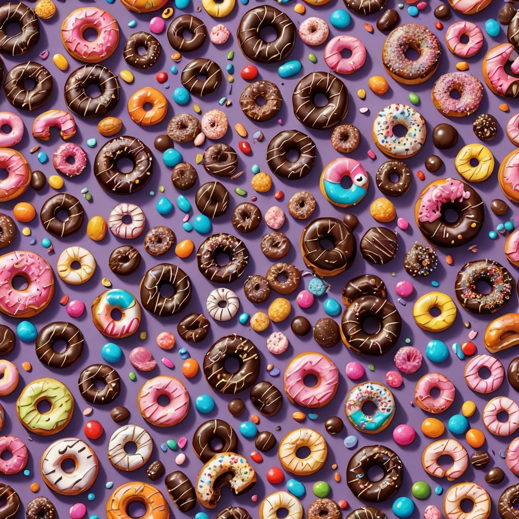 Donut Chocolate Cake in Candy Art Style