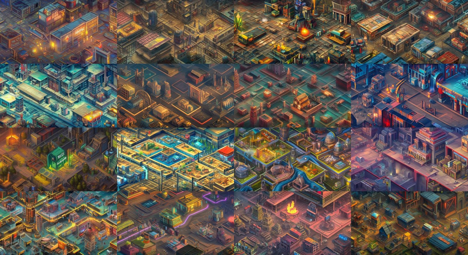 Dystopian Consumerism Hellscape in Isometric Town