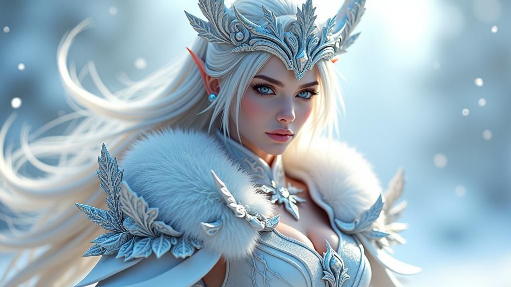 Icy Blonde Devil in White Armor: Anime Art