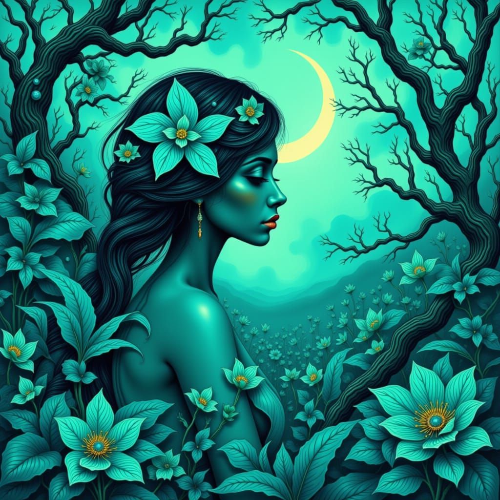 Turquoise Beauty in Dreamy Digital Landscape