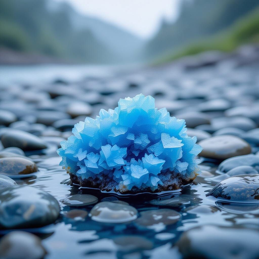 Vivid Blue Hemimorphite Mineral on Riverbed