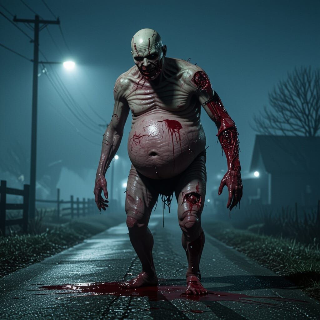 Ultra-Realistic Mutated Humanoid in Silent Hill Style