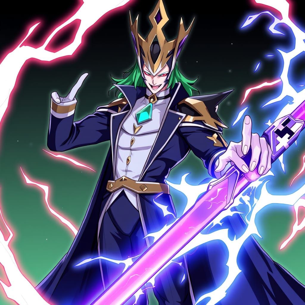 Anime Super Villain Character Design in Manga Style