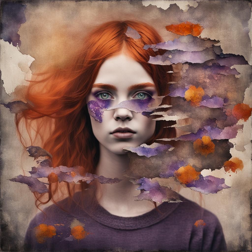 Surreal Double Exposure Portrait in Gouache Style