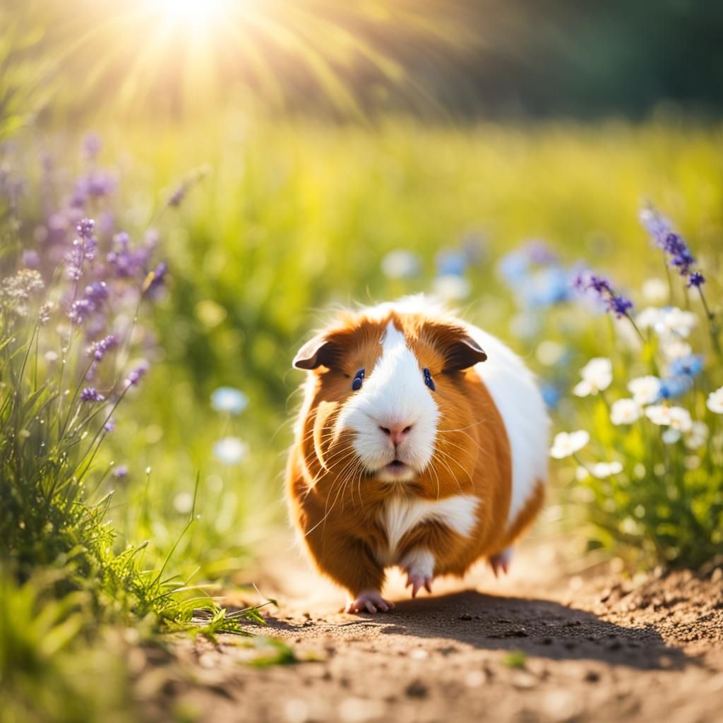 Guinea Pig and Friends Running in Sunlight