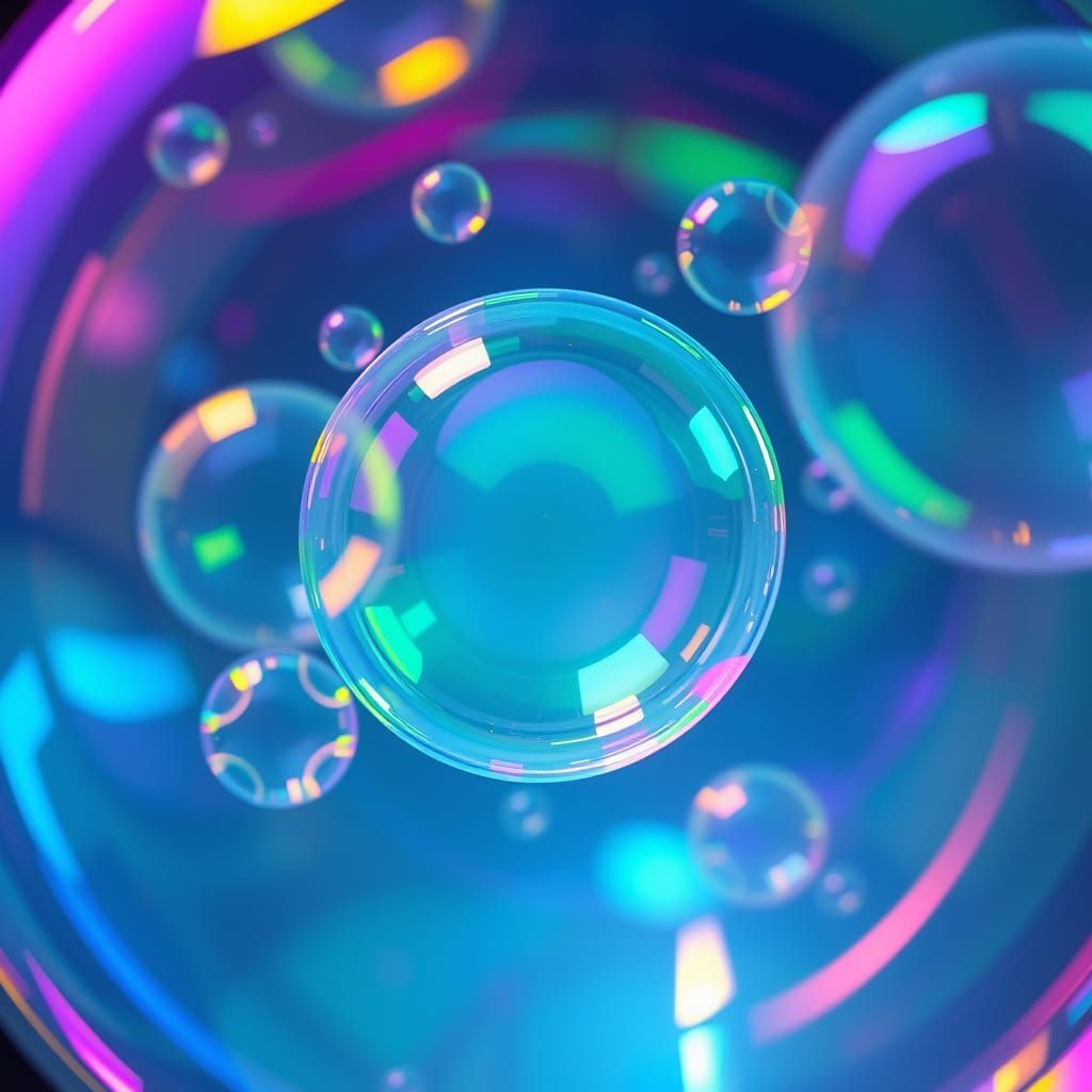 Fluorescent Soap Bubbles in Dreamy Digital Art