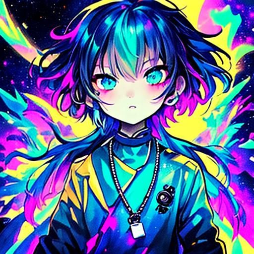 Futuristic Robot Jumps Through Space in Cyberpunk Style