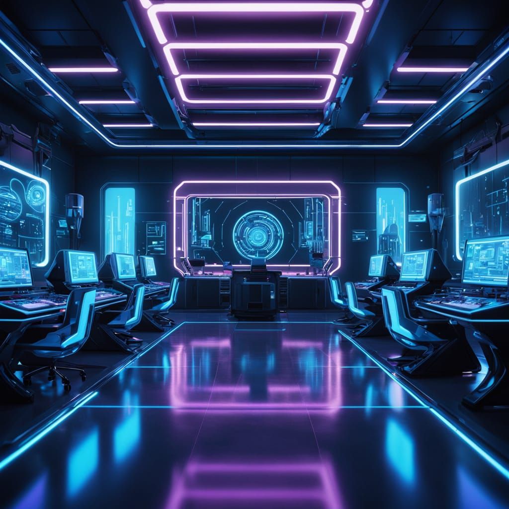 Sleek AI System in Futuristic Laboratory