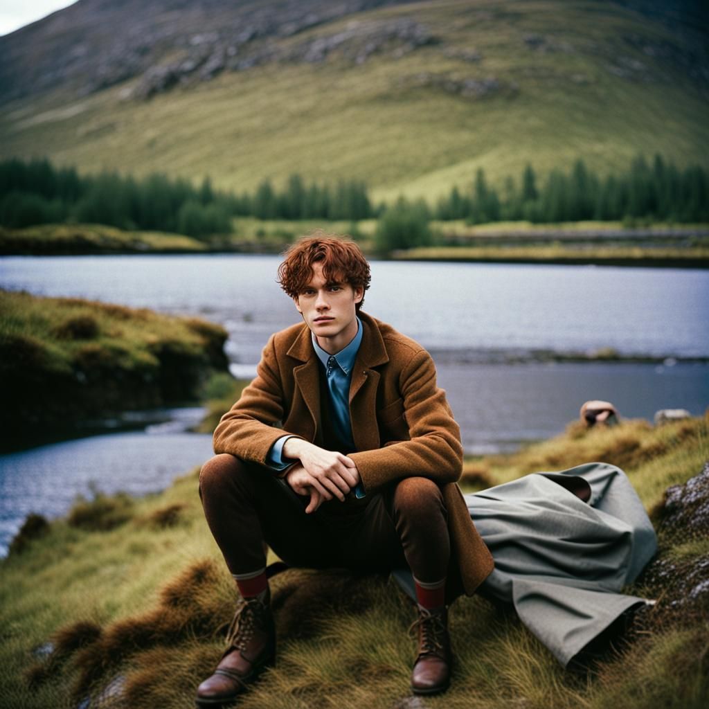 Young Man in Scottish Highlands: Dreamlike Analogue Film