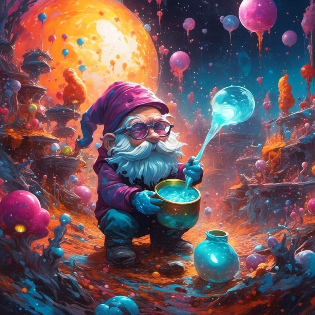 Space Gnome Pot Farm in Graffiti Art Style