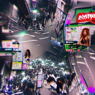 Shibuya Nightscape in Cyberpunk Style