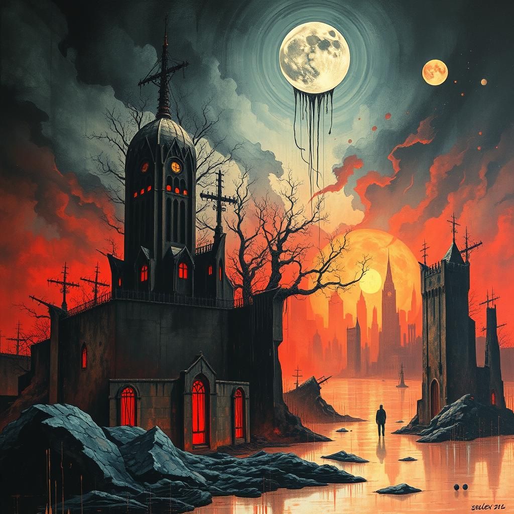 Dystopian Art Deco Heavy Metal Album Cover