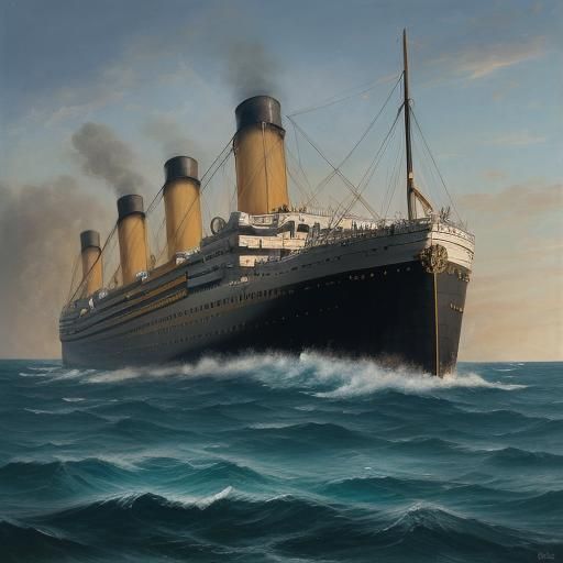 Detailed Painting of the Titanic Sinking