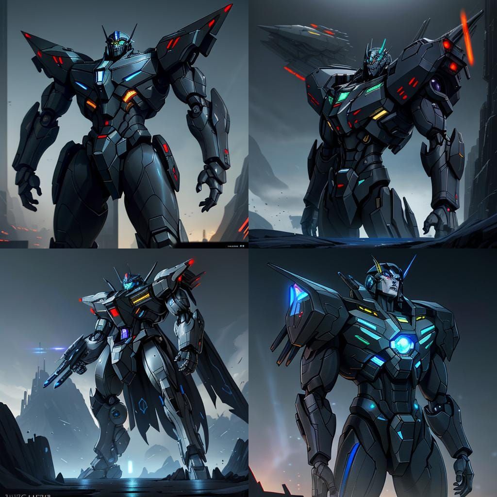 Futuristic Cybertronian Battleship Humanoid Mech in 8K