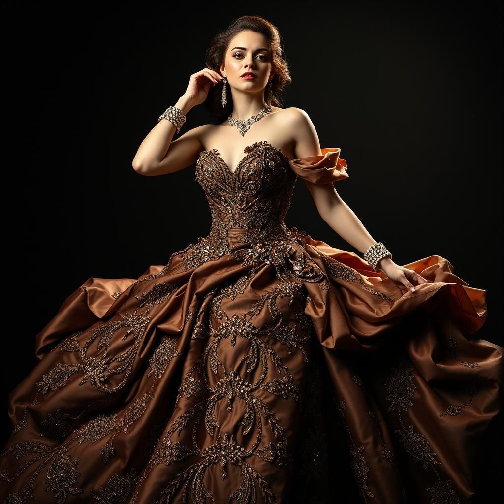 Haute Couture Portrait with Dramatic Chiaroscuro Lighting