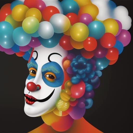 Surreal Clown Portrait in Whimsical Style