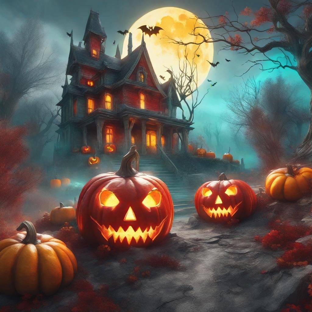 Halloween Pumpkin in Watercolor Style