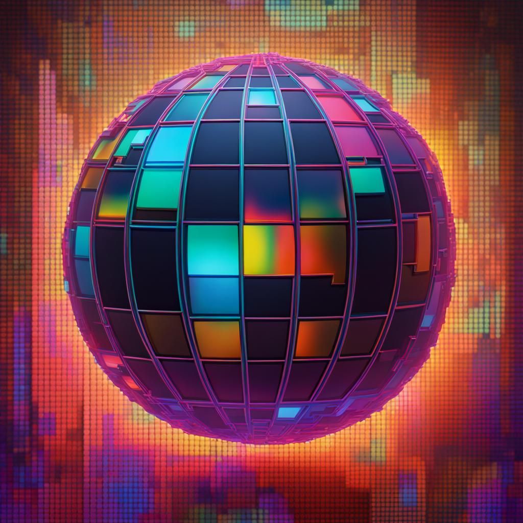 Windows 95 Logo on Neon Pixelated Globe