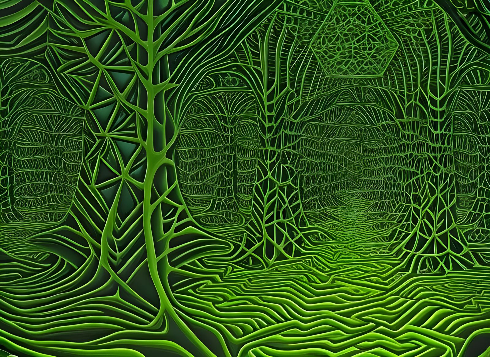 Psychedelic Jungle Woods with Eyes, Dreamlike Art