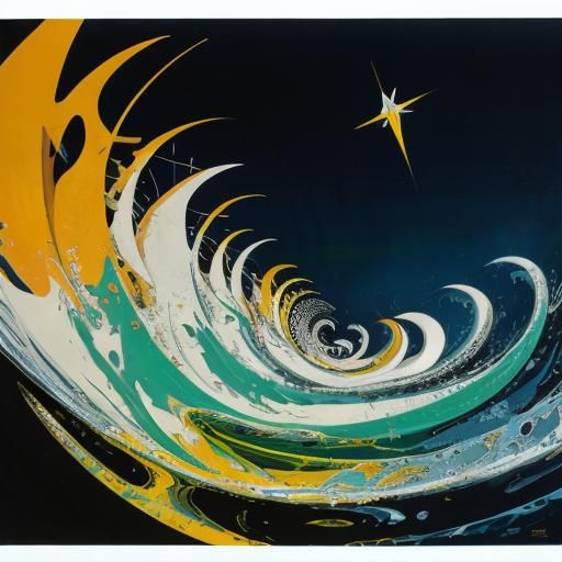 Abstract Sydney Harbour in Fractal Art Style