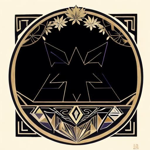 Chinese Maple Leaf Geometric Logo in Triadic Colors